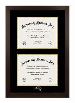 Barrow Neurological Institute Double Diploma Frame in Manhattan Espresso with Black & Gold Mats for document: 8 1/2"h x 11"w  , document: 8 1/2"h x 11"w  