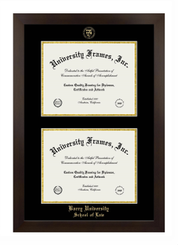 Barry University School of Law Double Diploma Frame in Manhattan Espresso with Black & Gold Mats for document: 8 1/2"h x 11"w  , document: 8 1/2"h x 11"w  