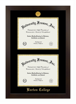 Barton College Double Diploma Frame in Manhattan Espresso with Black & Gold Mats for document: 8 1/2"h x 11"w  , document: 8 1/2"h x 11"w  