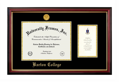 Barton College Diploma with Announcement Frame in Petite Mahogany with Gold Trim with Black & Gold Mats for document: 8 1/2"h x 11"w  , diploma: 7"h x 4"w  
