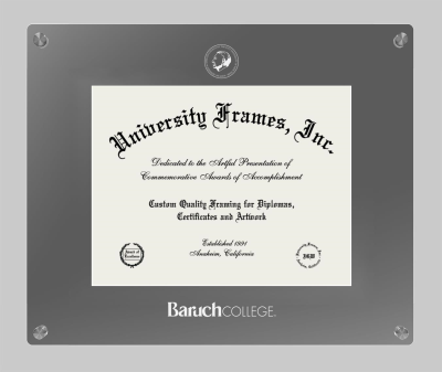 Baruch College Lucent Clear-over-Smoke Frame in Lucent Smoke Moulding with Lucent Smoke Mat for document: 8 1/2"h x 11"w  