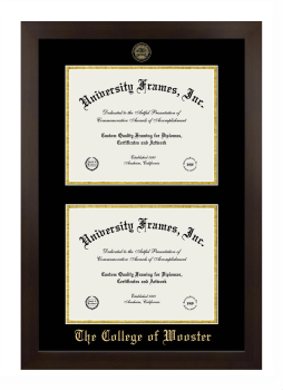 College of Wooster Double Diploma Frame in Manhattan Espresso with Black & Gold Mats for document: 8 1/2"h x 11"w  , document: 8 1/2"h x 11"w  