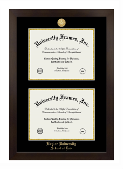 Baylor University School of Law Double Diploma Frame in Manhattan Espresso with Black & Gold Mats for document: 8 1/2"h x 11"w  , document: 8 1/2"h x 11"w  