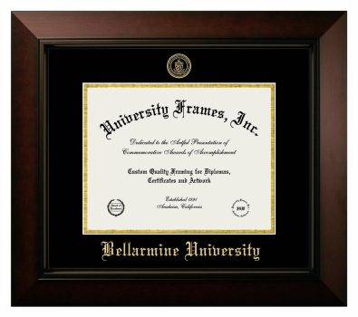 Bellarmine University Diploma Frame in Legacy Black Cherry with Black & Gold Mats for document: 8 1/2"h x 11"w  
