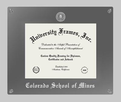 Colorado School of Mines Lucent Clear-over-Smoke Frame in Lucent Smoke Moulding with Lucent Smoke Mat for document: 8 1/2"h x 11"w  