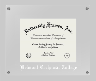 Belmont Technical College Lucent Clear-over-Clear Frame in Lucent Clear Moulding with Lucent Clear Mat for document: 8 1/2"h x 11"w  