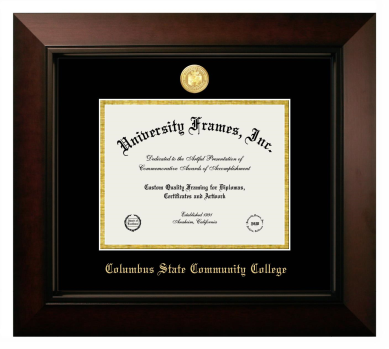 Columbus State Community College Diploma Frame in Legacy Black Cherry with Black & Gold Mats for document: 7"h x 9"w  