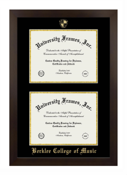 Berklee College of Music Double Diploma Frame in Manhattan Espresso with Black & Gold Mats for document: 8 1/2"h x 11"w  , document: 8 1/2"h x 11"w  