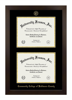 Community College of Baltimore County-Catonsville Double Diploma Frame in Manhattan Espresso with Black & Gold Mats for document: 8 1/2"h x 11"w  , document: 8 1/2"h x 11"w  