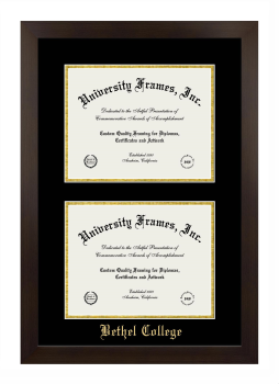 Bethel College (Indiana) Double Diploma Frame in Manhattan Espresso with Black & Gold Mats for document: 8 1/2"h x 11"w  , document: 8 1/2"h x 11"w  