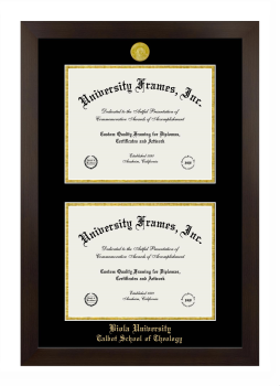 Biola University Talbot School of Theology Double Diploma Frame in Manhattan Espresso with Black & Gold Mats for document: 8 1/2"h x 11"w  , document: 8 1/2"h x 11"w  