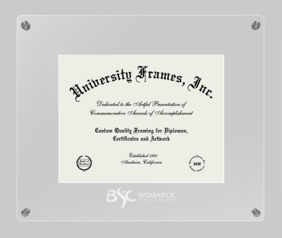 Bismarck State College Lucent Clear-over-Clear Frame in Lucent Clear Moulding with Lucent Clear Mat for document: 8 1/2"h x 11"w  