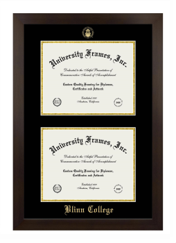 Blinn College Double Diploma Frame in Manhattan Espresso with Black & Gold Mats for document: 8 1/2"h x 11"w  , document: 8 1/2"h x 11"w  