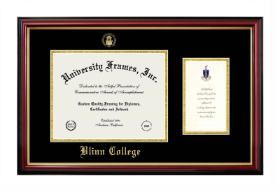 Blinn College Diploma with Announcement Frame in Petite Mahogany with Gold Trim with Black & Gold Mats for document: 8 1/2"h x 11"w  , diploma: 7"h x 4"w  