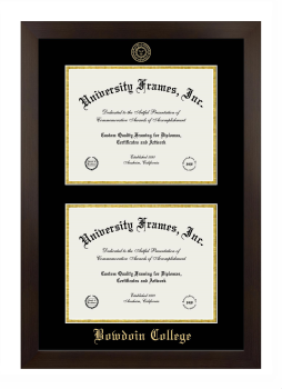 Bowdoin College Double Diploma Frame in Manhattan Espresso with Black & Gold Mats for document: 8 1/2"h x 11"w  , document: 8 1/2"h x 11"w  