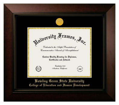 Bowling Green State University College of Education and Human Development Diploma Frame in Legacy Black Cherry with Black & Gold Mats for document: 8 1/2"h x 11"w  