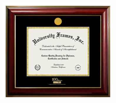 Bowling Green State University Special Centennial Diploma Frame in Classic Mahogany with Gold Trim with Black & Gold Mats for document: 8 1/2"h x 11"w  