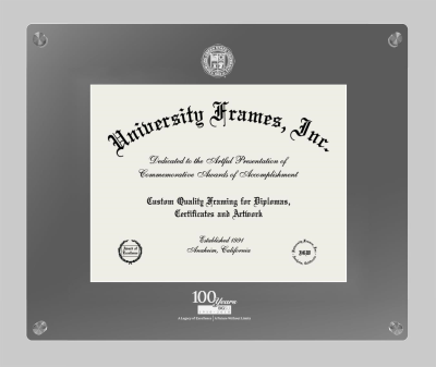 Bowling Green State University Special Centennial Lucent Clear-over-Smoke Frame in Lucent Smoke Moulding with Lucent Smoke Mat for document: 8 1/2"h x 11"w  