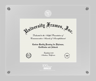 Bowling Green State University Special Centennial Lucent Clear-over-Clear Frame in Lucent Clear Moulding with Lucent Clear Mat for document: 8 1/2"h x 11"w  