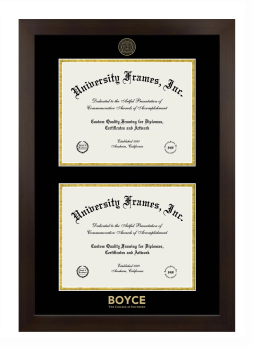 Boyce The College At Southern Double Diploma Frame in Manhattan Espresso with Black & Gold Mats for document: 8 1/2"h x 11"w  , document: 8 1/2"h x 11"w  