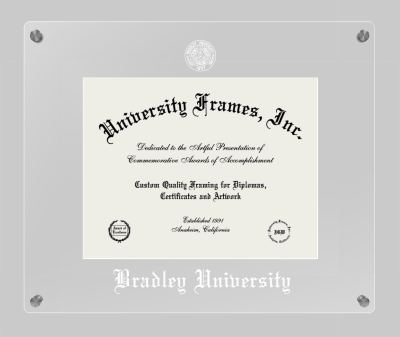 Bradley University Lucent Clear-over-Clear Frame in Lucent Clear Moulding with Lucent Clear Mat for document: 8 1/2"h x 11"w  