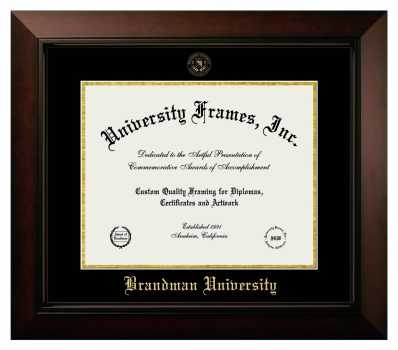 Brandman University Diploma Frame in Legacy Black Cherry with Black & Gold Mats for document: 11"h x 14"w  