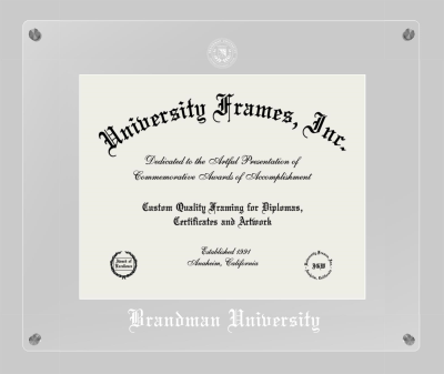 Brandman University Lucent Clear-over-Clear Frame in Lucent Clear Moulding with Lucent Clear Mat for document: 11"h x 14"w  