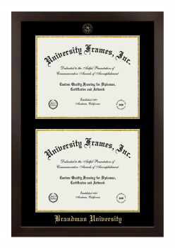 Brandman University Double Diploma Frame in Manhattan Espresso with Black & Gold Mats for document: 11"h x 14"w  , document: 11"h x 14"w  