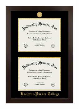 Brewton-Parker College Double Diploma Frame in Manhattan Espresso with Black & Gold Mats for document: 8 1/2"h x 11"w  , document: 8 1/2"h x 11"w  