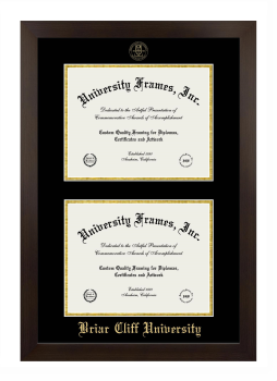 Briar Cliff University Double Diploma Frame in Manhattan Espresso with Black & Gold Mats for document: 8 1/2"h x 11"w  , document: 8 1/2"h x 11"w  