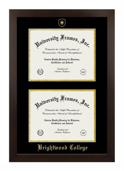 Brightwood College Double Diploma Frame in Manhattan Espresso with Black & Gold Mats for document: 8 1/2"h x 11"w  , document: 8 1/2"h x 11"w  