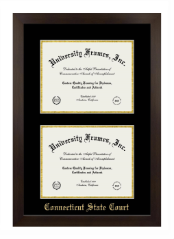Connecticut State Court Double Diploma Frame in Manhattan Espresso with Black & Gold Mats for document: 8 1/2"h x 11"w  , document: 8 1/2"h x 11"w  