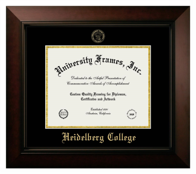 Heidelberg College Diploma Frame in Legacy Black Cherry with Black & Gold Mats for document: 8 1/2"h x 11"w  