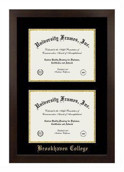 Brookhaven College Double Diploma Frame in Manhattan Espresso with Black & Gold Mats for document: 8 1/2"h x 11"w  , document: 8 1/2"h x 11"w  