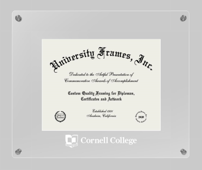 Cornell College Lucent Clear-over-Clear Frame in Lucent Clear Moulding with Lucent Clear Mat for document: 8 1/2"h x 11"w  