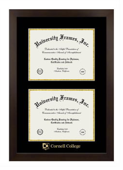 Cornell College Double Diploma Frame in Manhattan Espresso with Black & Gold Mats for document: 8 1/2"h x 11"w  , document: 8 1/2"h x 11"w  