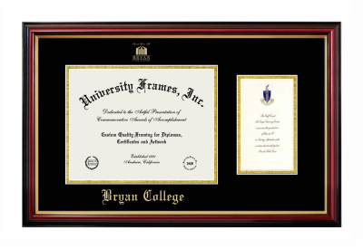 Bryan College Diploma with Announcement Frame in Petite Mahogany with Gold Trim with Black & Gold Mats for document: 8 1/2"h x 11"w  , diploma: 7"h x 4"w  