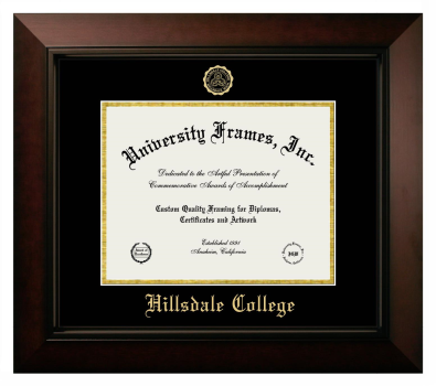 Hillsdale College Diploma Frame in Legacy Black Cherry with Black & Gold Mats for document: 8 1/2"h x 11"w  