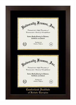 Cumberland Institute of Holistic Therapies Double Diploma Frame in Manhattan Espresso with Black & Gold Mats for document: 8 1/2"h x 11"w  , document: 8 1/2"h x 11"w  