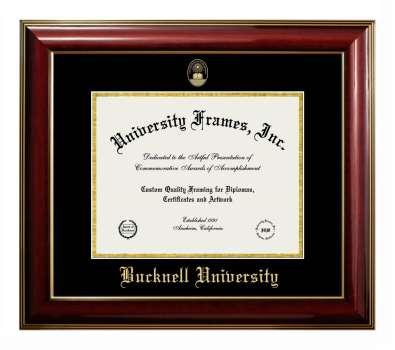 Bucknell University Diploma Frame in Classic Mahogany with Gold Trim with Black & Gold Mats for document: 8 1/2"h x 11"w  