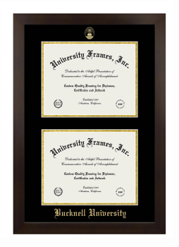 Bucknell University Double Diploma Frame in Manhattan Espresso with Black & Gold Mats for document: 8 1/2"h x 11"w  , document: 8 1/2"h x 11"w  