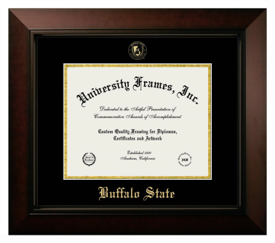 Buffalo State College Diploma Frame in Legacy Black Cherry with Black & Gold Mats for document: 8 1/2"h x 11"w  