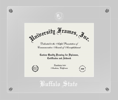 Buffalo State College Lucent Clear-over-Clear Frame in Lucent Clear Moulding with Lucent Clear Mat for document: 8 1/2"h x 11"w  
