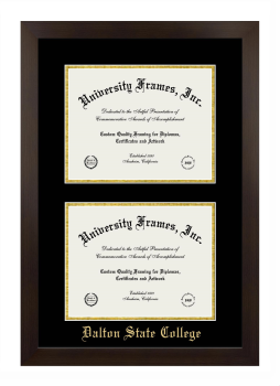 Dalton State College Double Diploma Frame in Manhattan Espresso with Black & Gold Mats for document: 8 1/2"h x 11"w  , document: 8 1/2"h x 11"w  