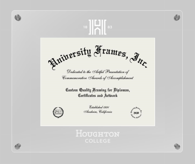 Houghton College Lucent Clear-over-Clear Frame in Lucent Clear Moulding with Lucent Clear Mat for document: 8 1/2"h x 11"w  