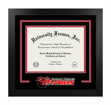 Davenport University College of Business Logo Mat Frame in Manhattan Black with Black & Red Mats for document: 8 1/2"h x 11"w  