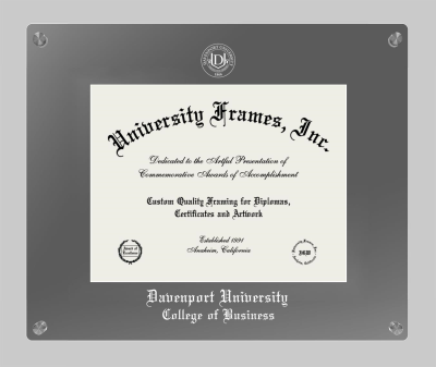 Davenport University College of Business Lucent Clear-over-Smoke Frame in Lucent Smoke Moulding with Lucent Smoke Mat for document: 8 1/2"h x 11"w  