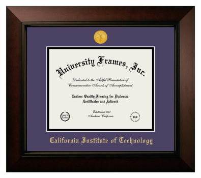 California Institute of Technology Diploma Frame in Legacy Black Cherry with Purple & Black Mats for document: 8 1/2"h x 11"w  