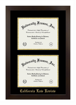 California Law Review Double Diploma Frame in Manhattan Espresso with Black & Gold Mats for document: 8 1/2"h x 11"w  , document: 8 1/2"h x 11"w  