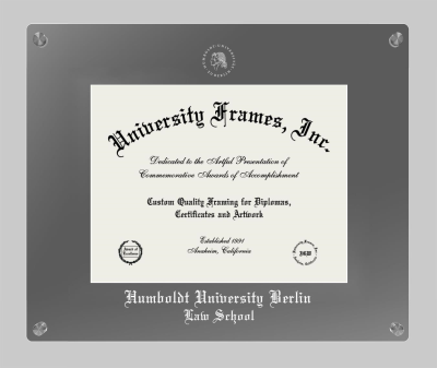 Humboldt University Berlin Law School Lucent Clear-over-Smoke Frame in Lucent Smoke Moulding with Lucent Smoke Mat for document: 8 1/2"h x 11"w  